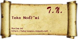 Teke Noémi névjegykártya